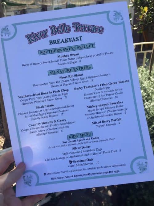 River Belle breakfast menu Disneyland River Belle breakfast menu Disneyland