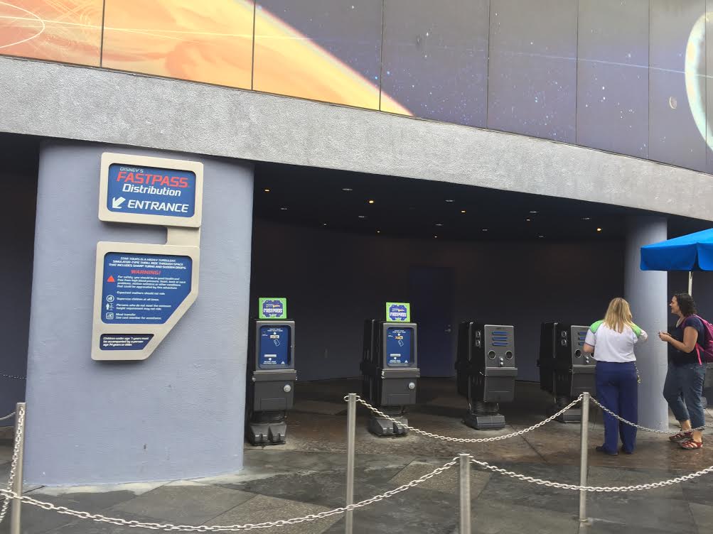 Star Tours FASTPASS distribution kiosk at Disneyland Park.