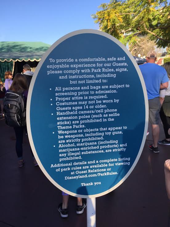 Disneyland Banned items