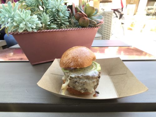 Slider with guac and pepper jack cheese