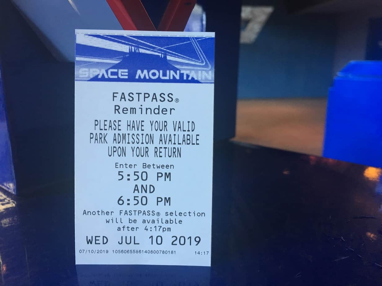 Disneyland fastpass reminder