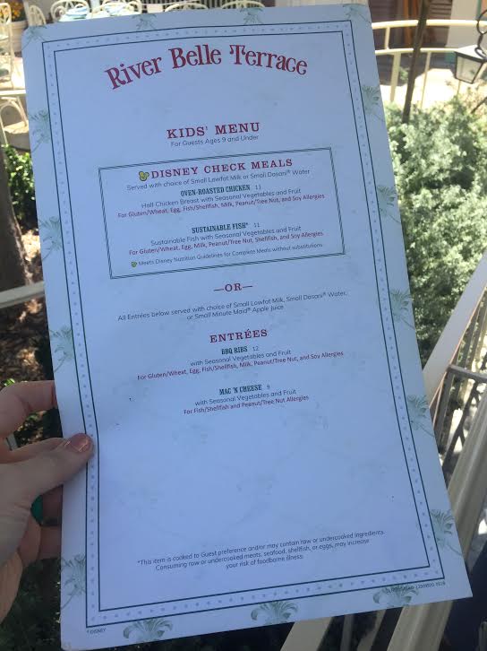 River Belle Terrace Menu