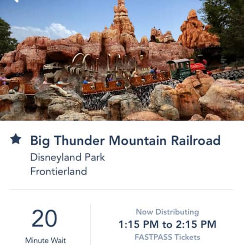 Disneyland app FASTPASS time