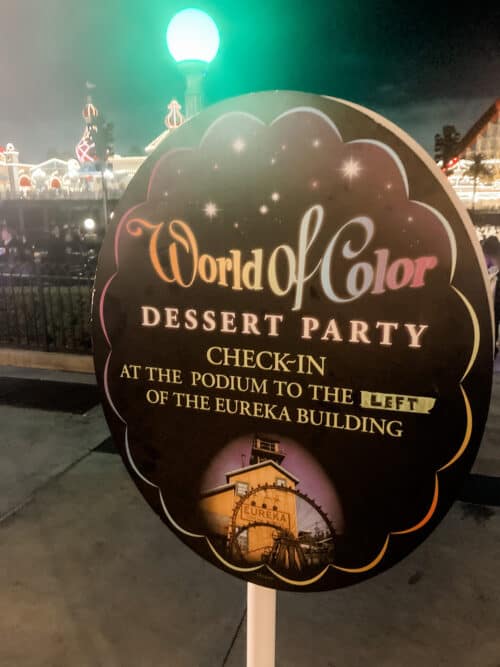 World of Color dessert party check in