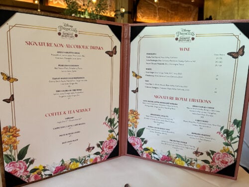 Close Up Napa Rose Princess wine menu Close Up Napa Rose Princess wine menu