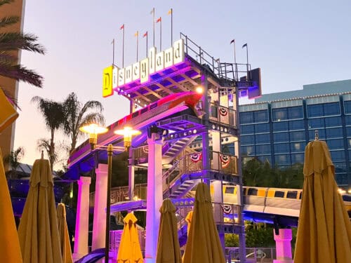 disneyland hotel pool night