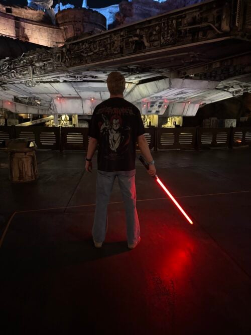 Night photo shoot with Lightsaber Disneyland Night photo shoot with Lightsaber Disneyland